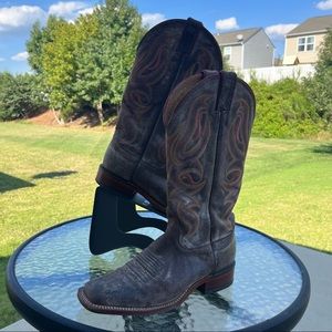 Nocona Mens Size 8.5 Cowboy Western Boots Brown Square Toe